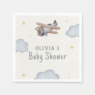 Grey And Beige Watercolor Baby Shower Napkin