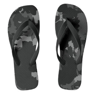 grey and black abstract jandals