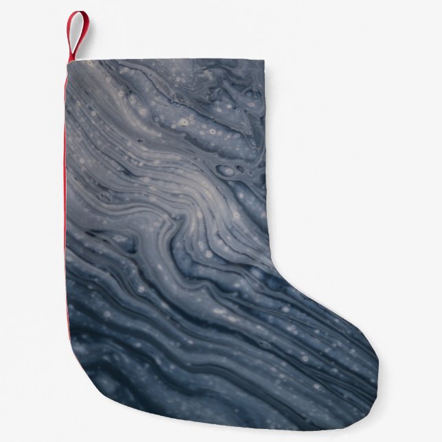 Grey and black abstract painting small christmas stocking (Front)