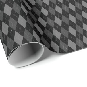 Grey and Black Argyle Wrapping Paper