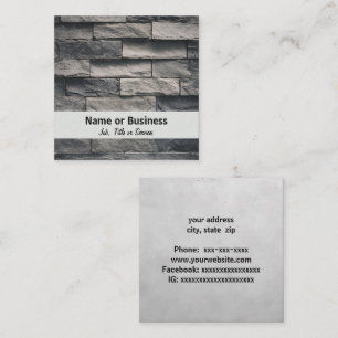 Grey and black brick wall square business card