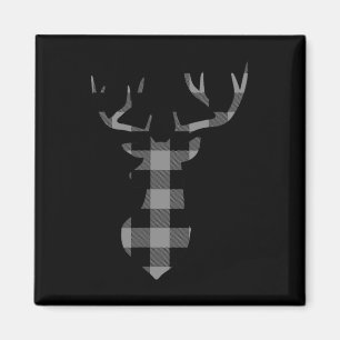 Grey And Black Buffalo Plaid Flannel Christmas Dee Magnet