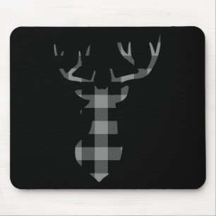 Grey And Black Buffalo Plaid Flannel Christmas Dee Mouse Pad