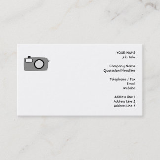 Grey and Black Camera. On White. Business Card