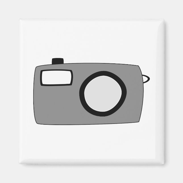 Grey and Black Camera. On White. Magnet (Front)