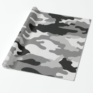 Grey and Black Camouflage Wrapping Paper