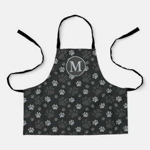 Grey and Black Cat Paw Pattern Apron