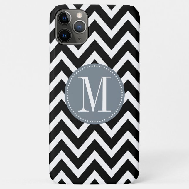 Grey and Black Chevron Custom Monogram Case-Mate iPhone Case (Back)