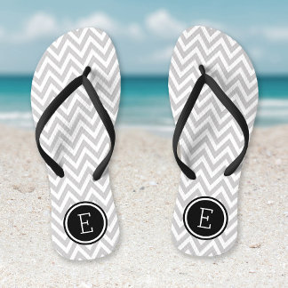 Grey and Black Chevron Monogram Jandals