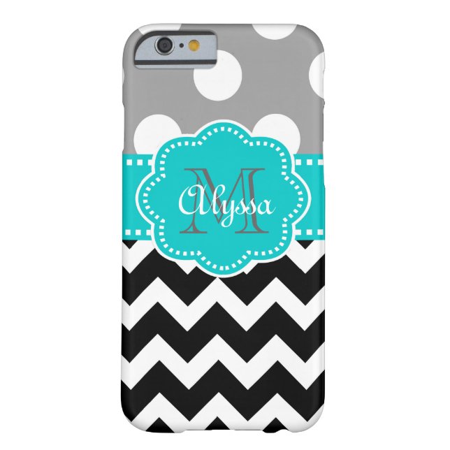Grey and Black Chevron Teal Phone Case (Back)