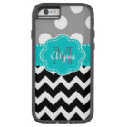 Grey and Black Chevron Teal Phone Case