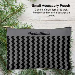 Grey and Black Chevrons - SMALL Accessory Pouch