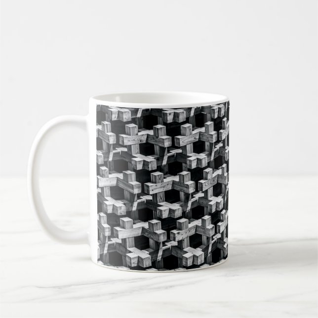 Grey and black cross coffee mug (Left)