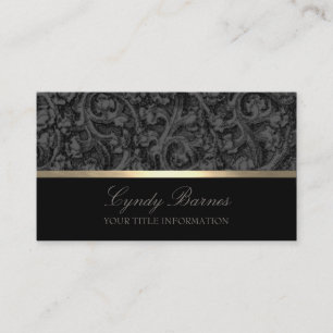 Grey and Black Damask Business Card