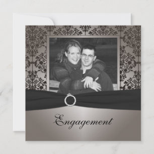 Grey and Black Damask Engagement Announcement