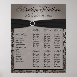 Grey and Black Damask Reception Seating Chart