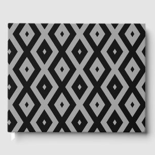 Grey and black diamond pattern guest book