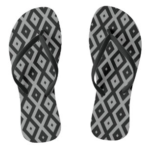 Grey and black diamond pattern jandals
