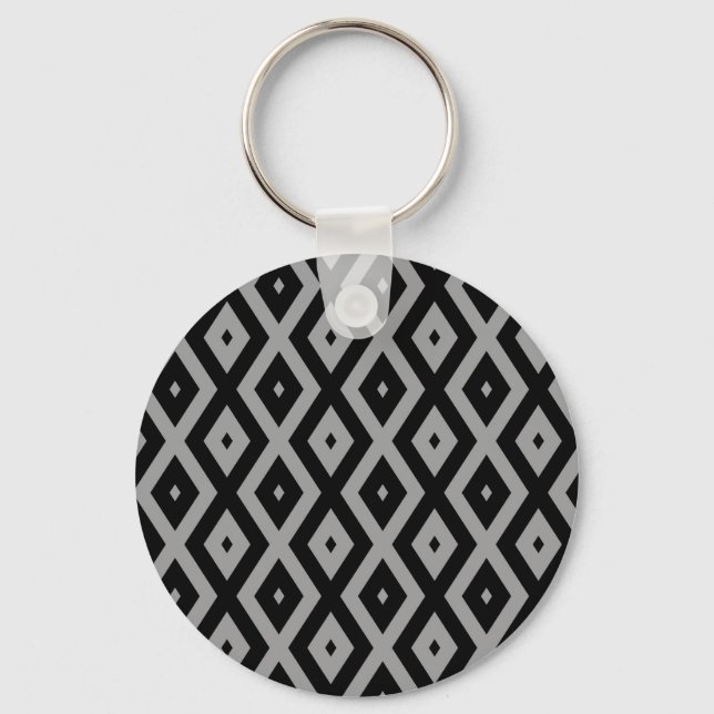 Grey and black diamond pattern key ring (Front)