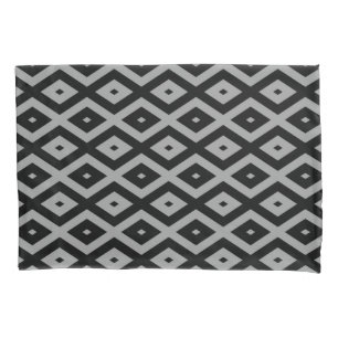 Grey and black diamond pattern pillowcase