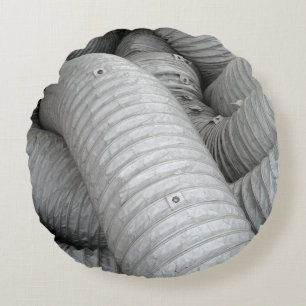 Grey and black fabric sofa round cushion