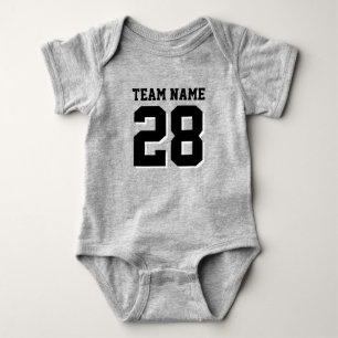 Grey and Black Football Jersey Sports Baby Romper Bodysuit