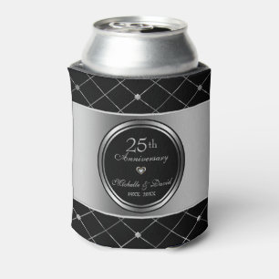 Grey And Black Geometric Shapes- 25th Anniversary Can Cooler