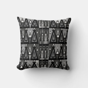 Grey And Black Geometrical Triangle Pattern, Cushion