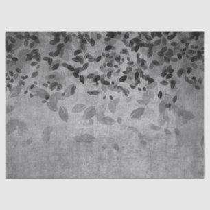 Grey and Black Leaves on Grey Decoupage Tissue Paper