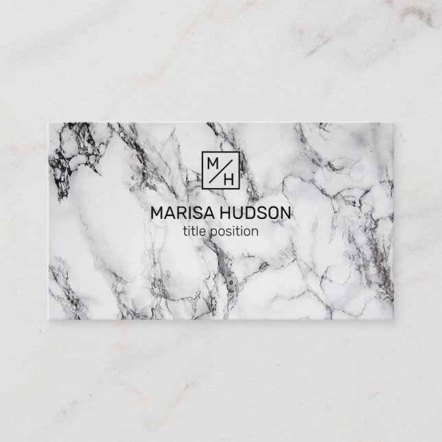 Grey And Black Marbled Business Card (Front)
