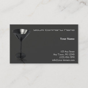 Grey and Black Martini Glass Business Business Card