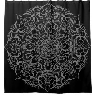 Grey and Black Medallion Shower Curtian Curtain