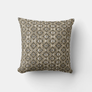 Grey and Black Patterned Flowers Cushion