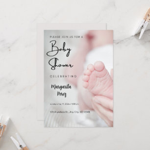 Grey and Black Playful Baby Shower Portrait Invitation