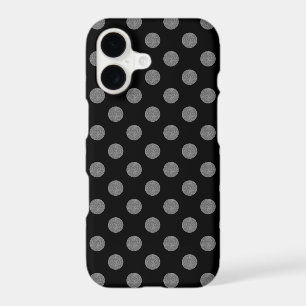Grey and black polka dots