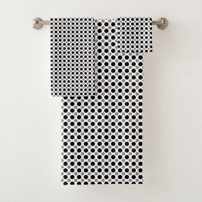 Grey and black polka Dots Bath Towel Set (Insitu)