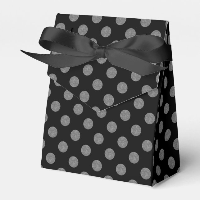 Grey and black polka dots favour box (Front Side)