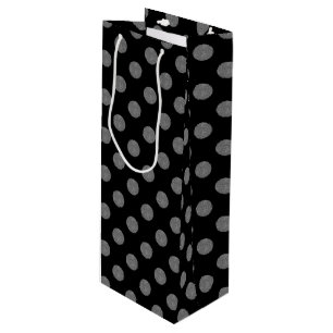Grey and black polka dots wine gift bag