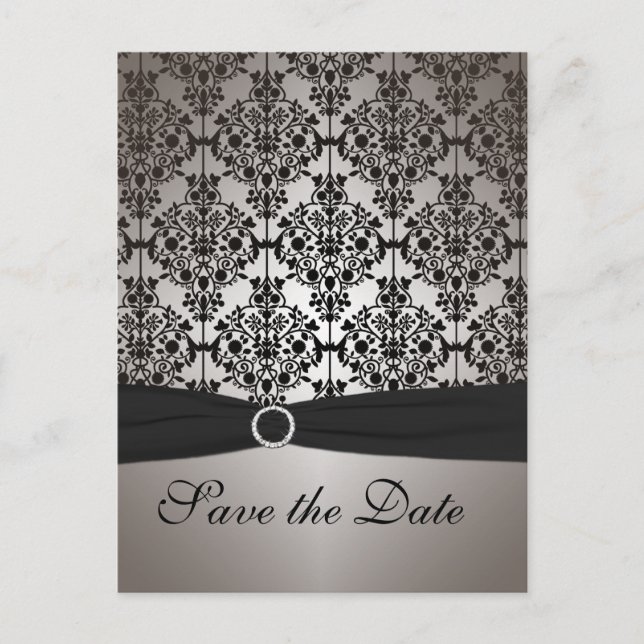 Grey and Black Save the Date Postcard (Front)