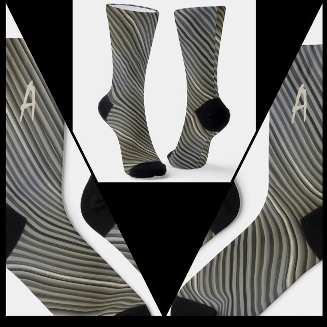 Grey and Black Smokey Monochromatic Stripes Socks (Creator Uploaded)