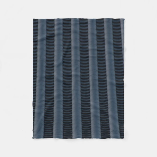 Grey and black striped illustration fleece blanket (Front)