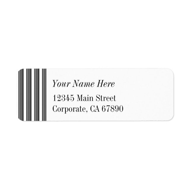 Grey and Black Stripes Custom Address Labels (Front)