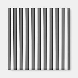 Grey and Black Stripes on White Magnet