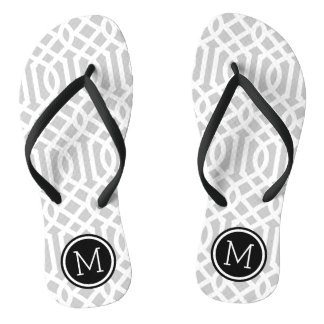 Grey and Black Trellis Monogram Jandals