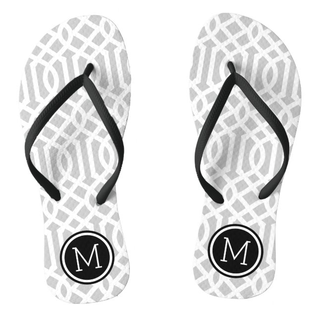 Grey and Black Trellis Monogram Jandals (Footbed)