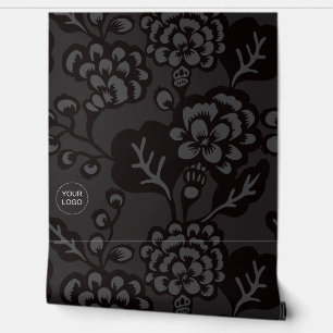 Grey and Black Vibrant and Bold Floral Pattern Wallpaper