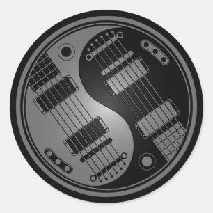 Grey and Black Yin Yang Guitars Classic Round Sticker