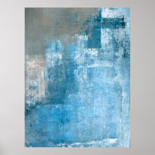Grey and Blue Abstract Art Paintingabstract, paint Poster
