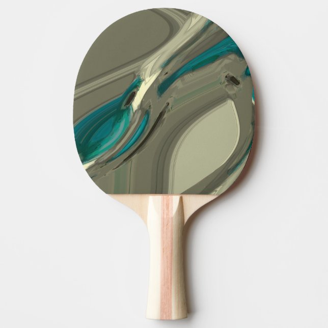 Grey and Blue Abstract Art Ping Pong Paddle (Front)