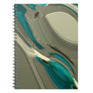 Grey and Blue Abstract Art Spiral Notebook